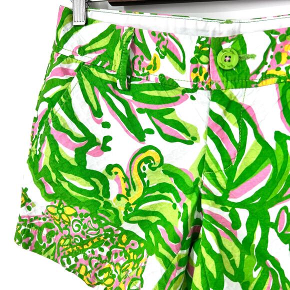 Lilly Pulitzer The Callahan Shorts Sz 0 Tropical Green Beach Beach Ocean Pool - Picture 7 of 9